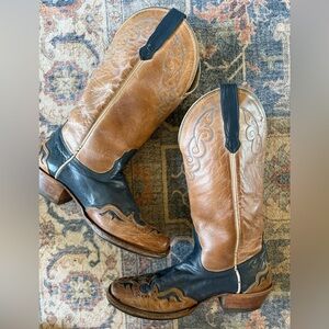 Nocona Brown and Black Heeled Boots